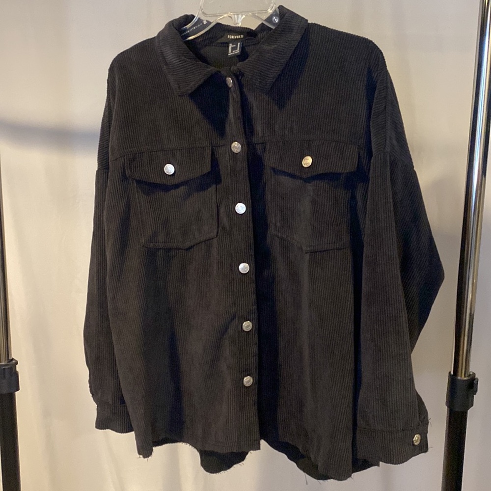 Forever 21 Light-Weight Charcoal Corduroy Button Down